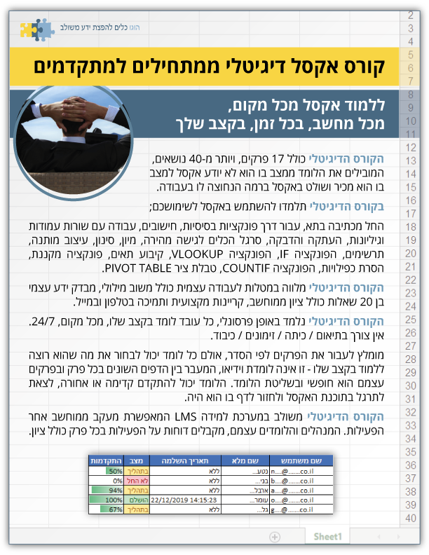 ברושור לומדת האקסל