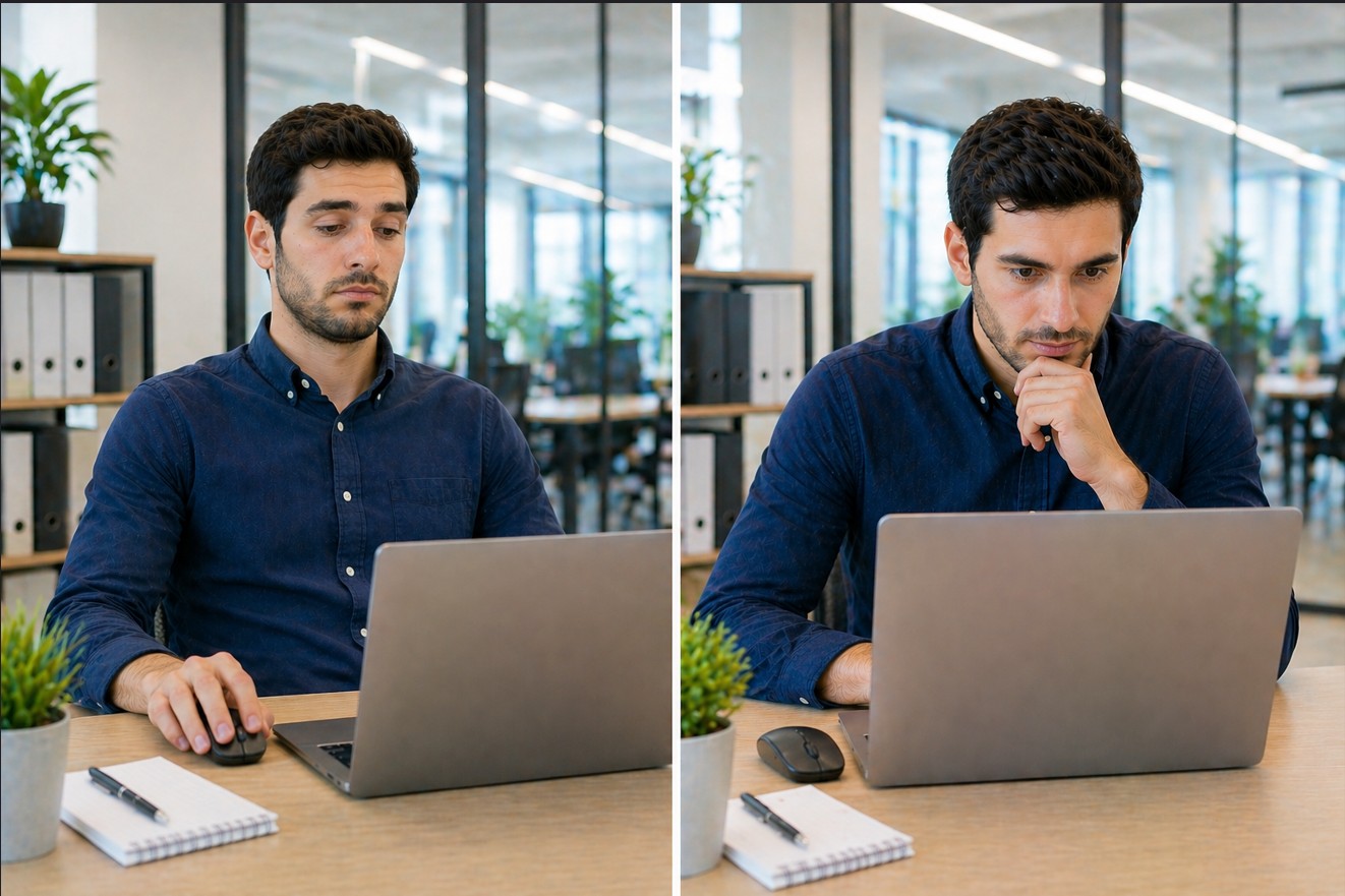 בתמונה מימין לומדים. בתמונה משמאל מדפדפים בלומדה